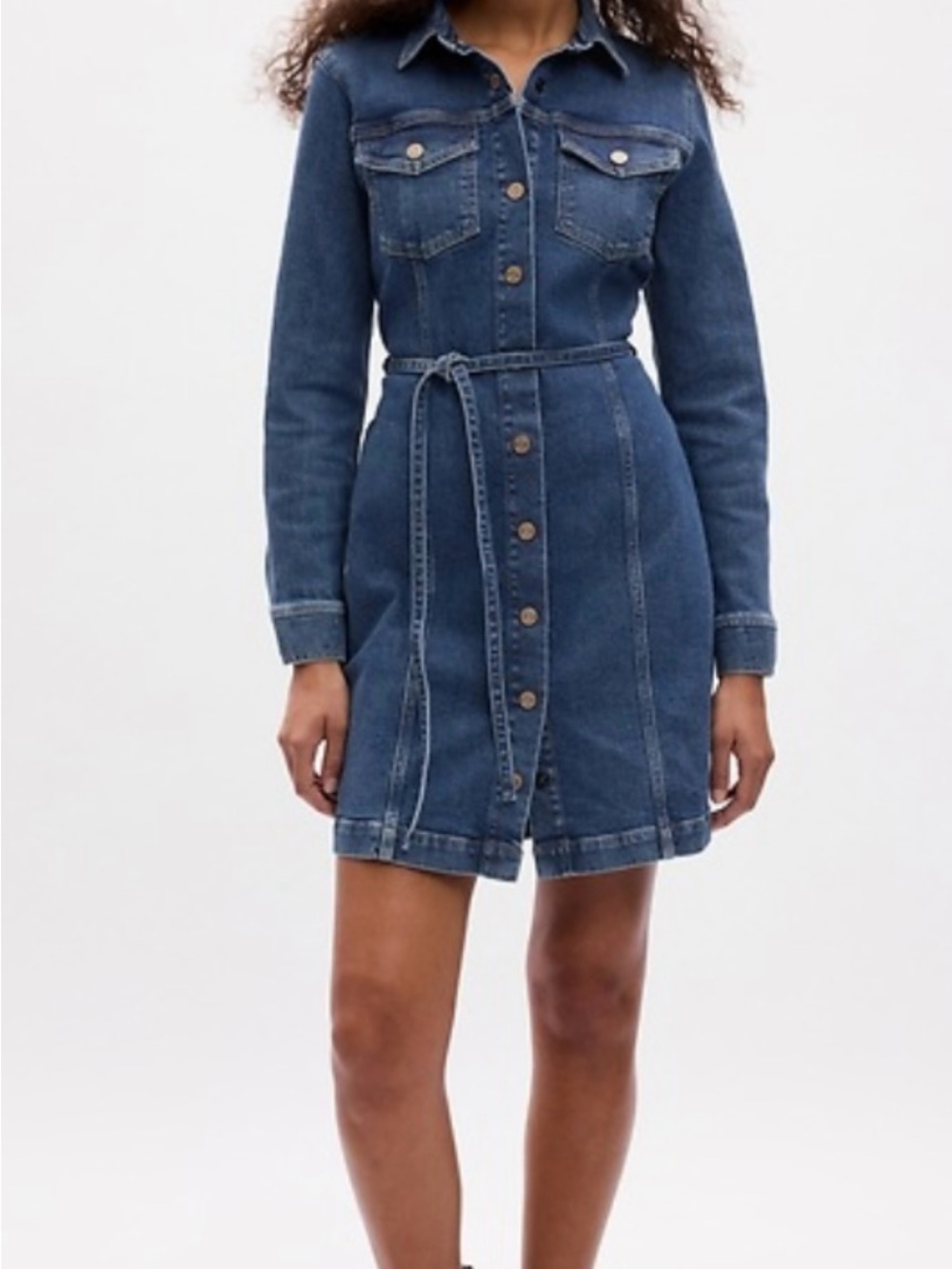 GAP Dark Blue Denim Shirt Mini Dress with Tie Belt